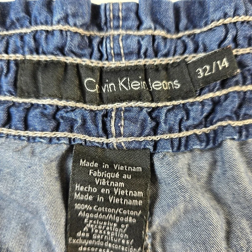 Calvin Klein Jeans Pants Women's 32/14 Blue Denim Jogger Drawstring Utility - Picture 8 of 10